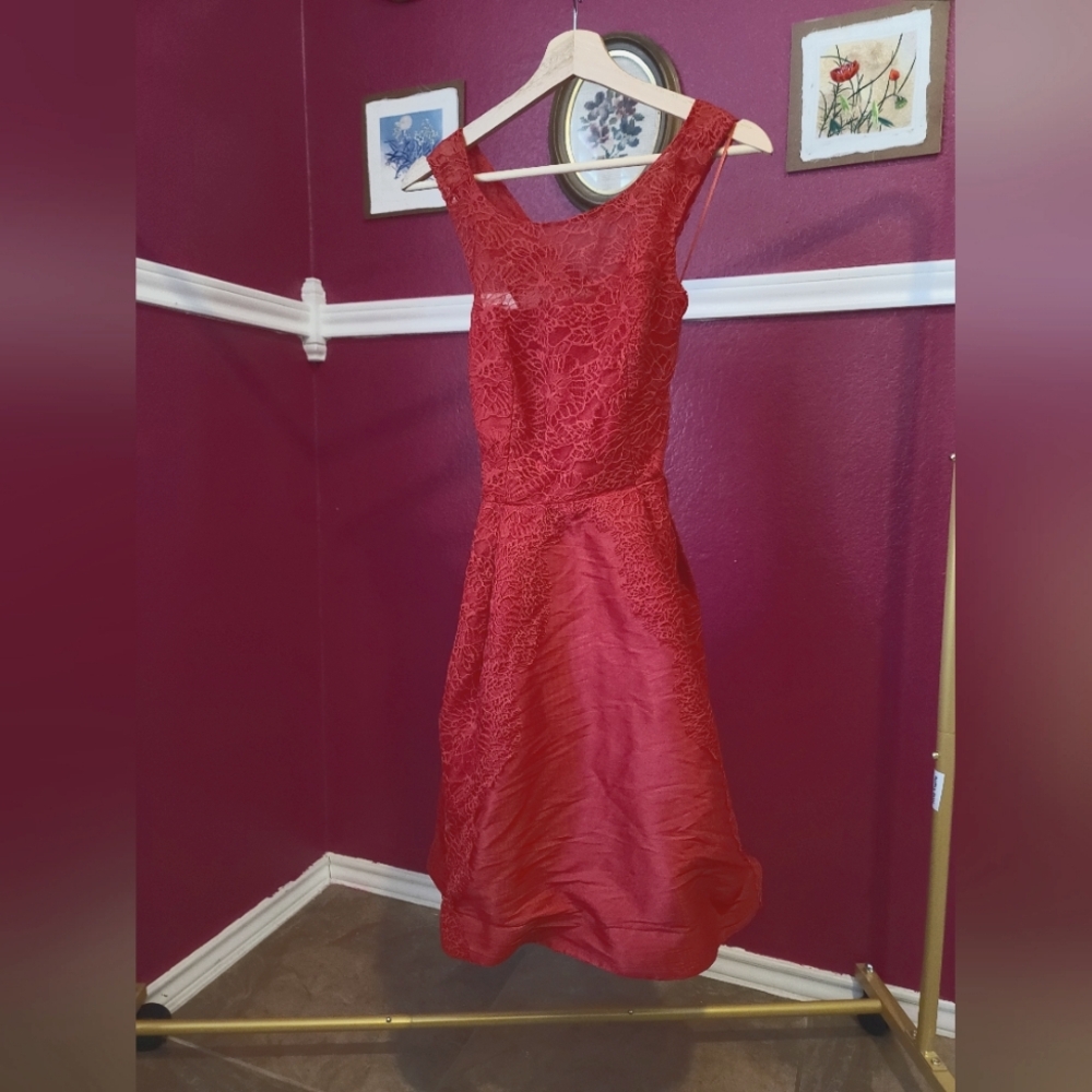 Red Monique Lhullier dress
